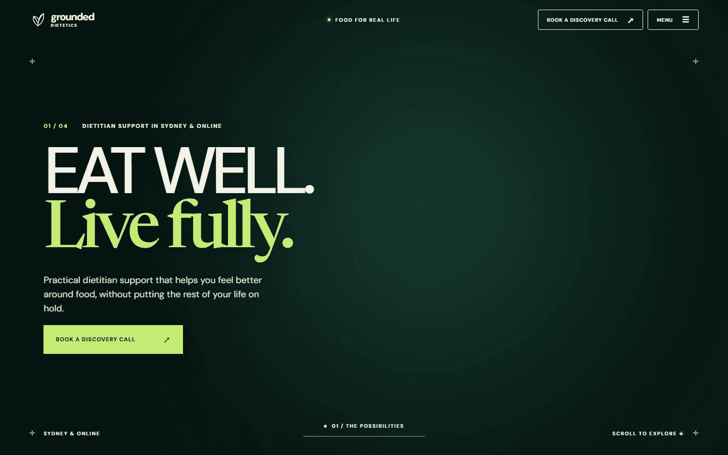 Grounded Dietetics website example