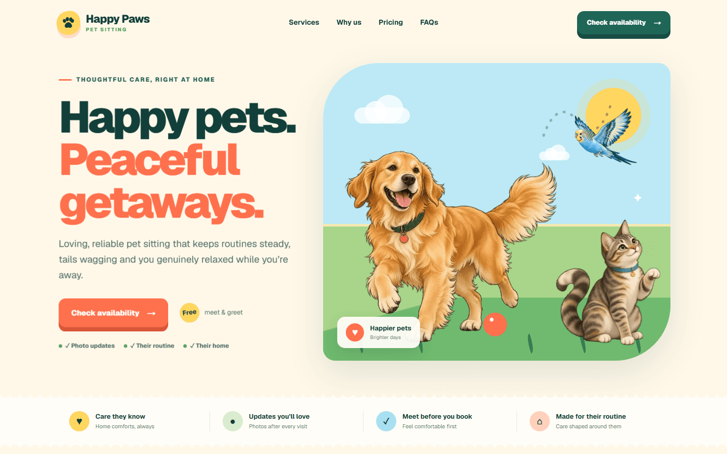Happy Paws Pet Sitting website example